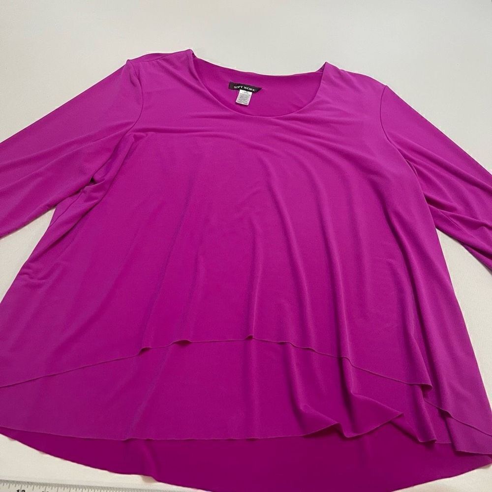 Soft Works Purple Ruffle Lagenlook Top Blouse Plus Size XXL - Picture 5 of 7